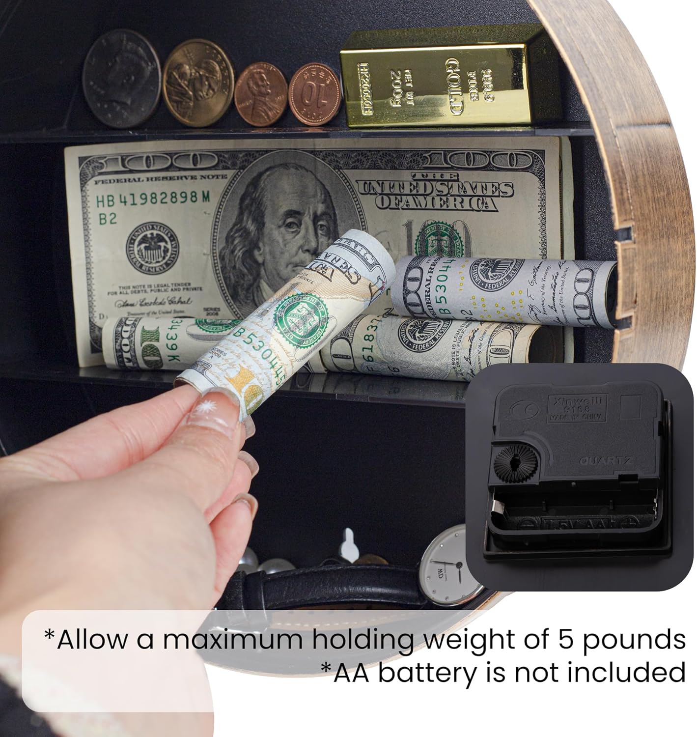 Boltic Wall Clock Hidden Safe